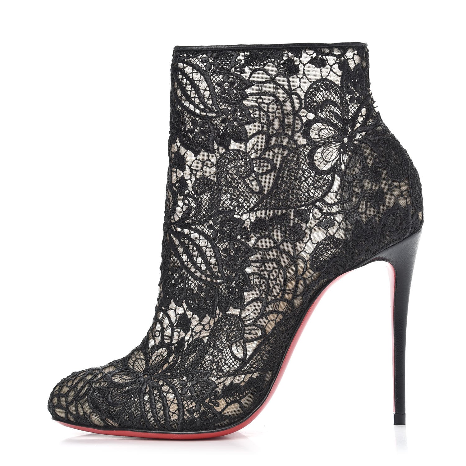 Christian Louboutin Mesh Guipure Wax Lace Kid Miss Tennis 100 Ankle Boots 35.5 Black 1 of 7