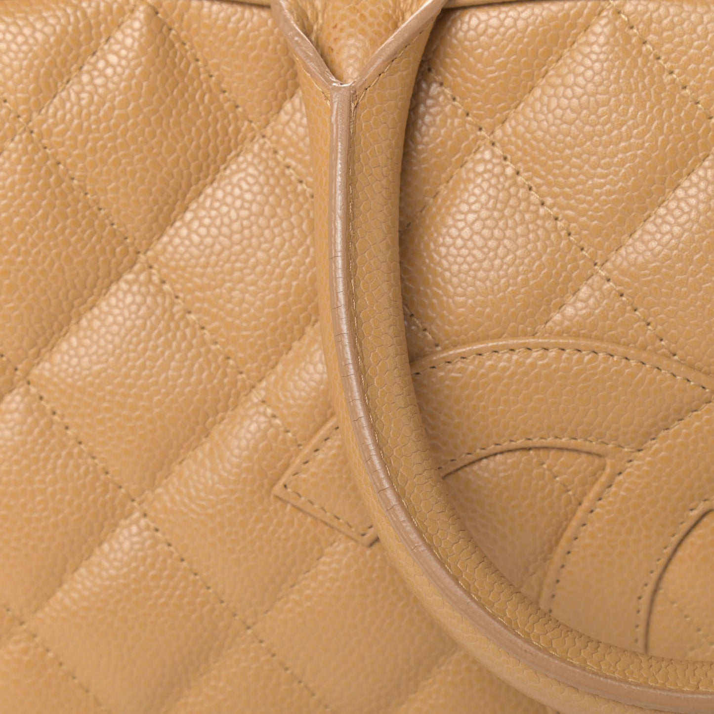 Caviar Quilted Large Bowler Bag Beige