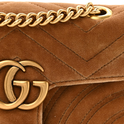 Gucci Velvet Matelasse Mini GG Marmont Shoulder Bag Taupe 8 of 10