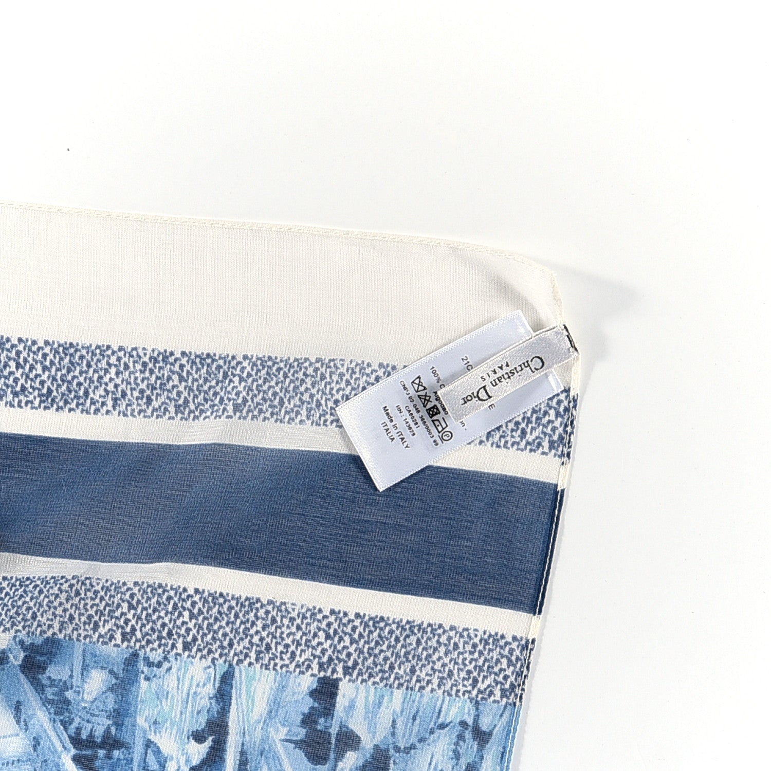 Christian Dior Cotton Athens Print Sarong Blue Ecru 3 of 3