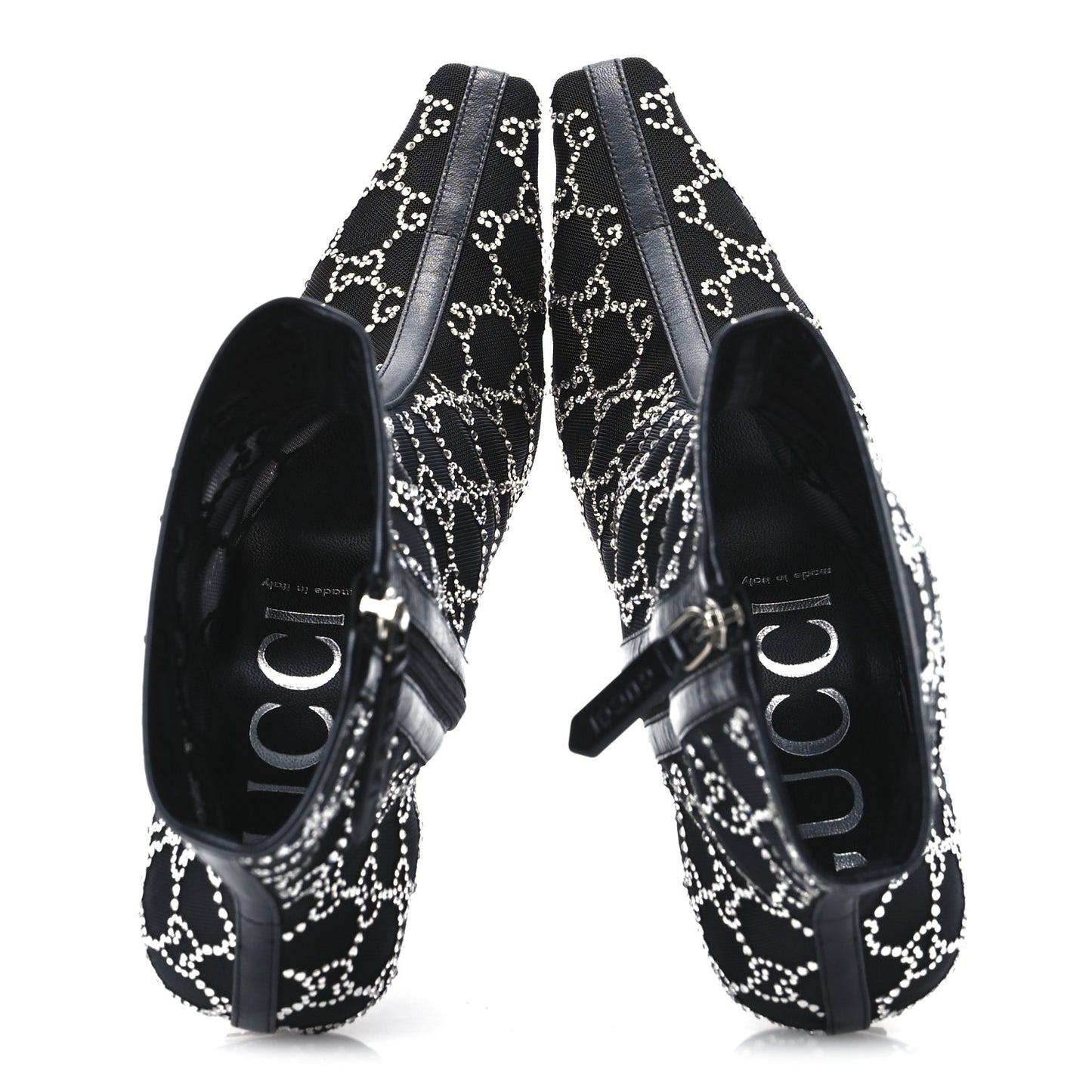 Tela Retino Kid Scamosciato Crystal GG Monogram Square Demi Boot 39 Black