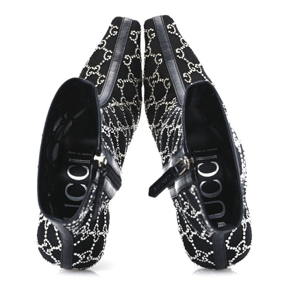Gucci Tela Retino Kid Scamosciato Crystal GG Monogram Square Demi Boot 39 Black 2 of 11