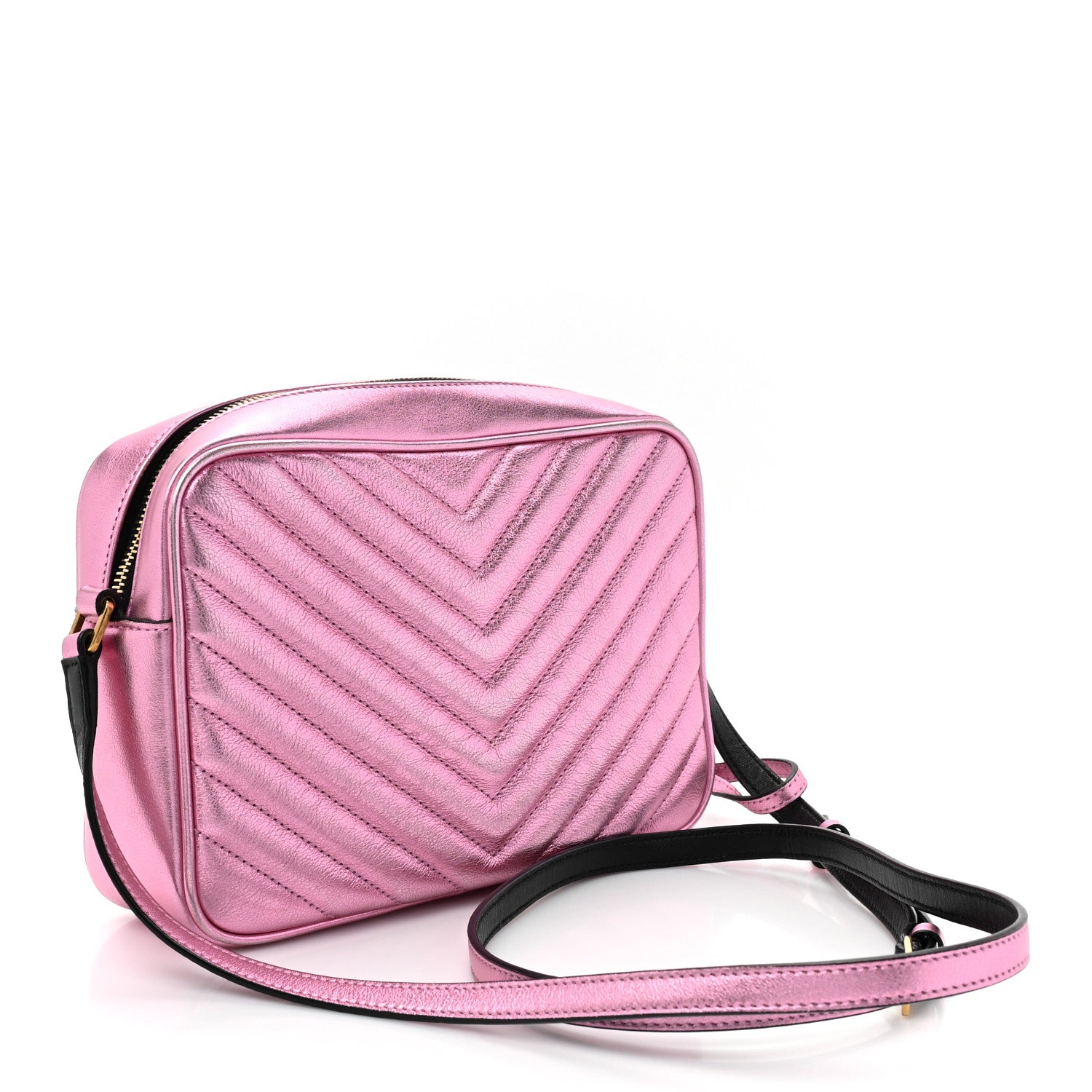 Saint Laurent SAINT LAURENT Metallic Calfskin Matelasse Monogram Lou Camera Bag Vegas Pink 3 of 12