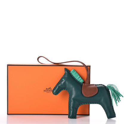 Hermes Milo Lambskin Grigri Rodeo Horse Bag Charm GM Malachite Menthe Fauve 4 of 4