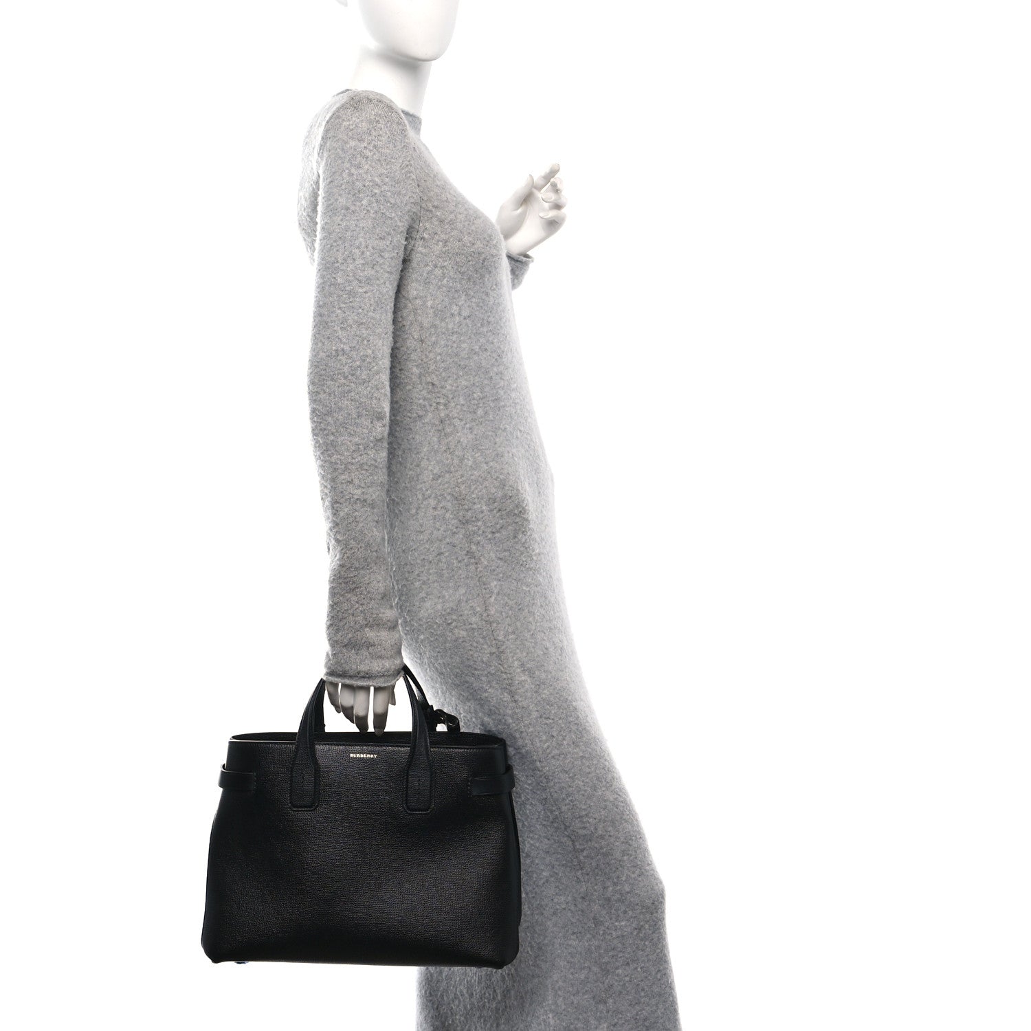 Burberry Derby Calfskin Medium Banner Tote Black 2 of 10