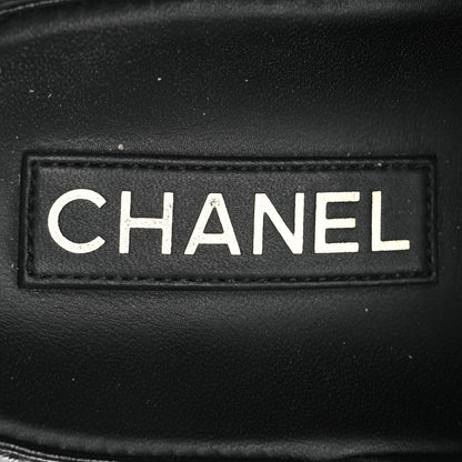 Chanel Lambskin Quilted Velcro Dad Chain CC Slide Sandals 39 Black 9 of 13