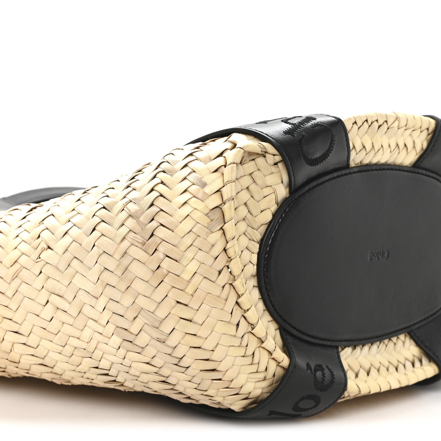 Chloe Raffia Smooth Calfskin Medium Sense Basket Black 9 of 12