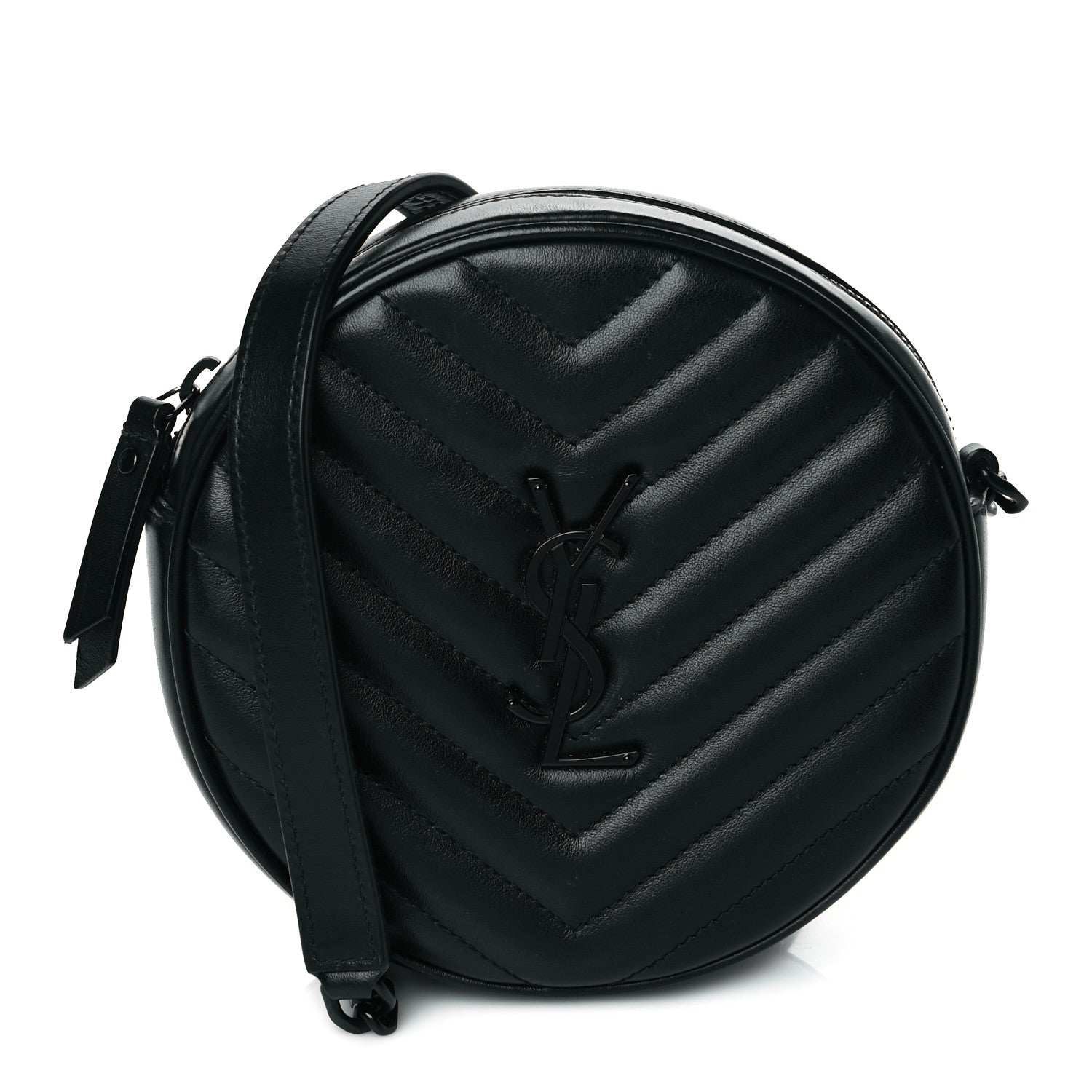 Saint Laurent Calfskin Matelasse Chevron Round Vinyle Camera Bag Black 1 of 10
