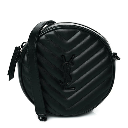 Saint Laurent Calfskin Matelasse Chevron Round Vinyle Camera Bag Black 1 of 10