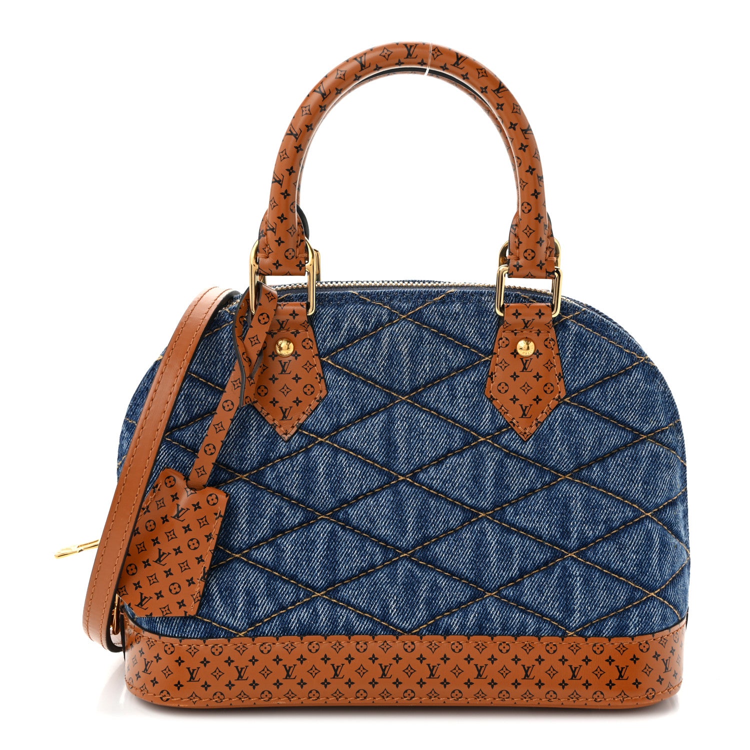 Louis Vuitton Denim Calfskin Reverse Monogram Malletage Alma BB Blue 1 of 10
