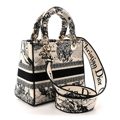 Christian Dior Canvas Embroidered Zodiac Toile De Jouy Medium Lady D-Lite Latte 3 of 9