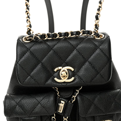 Chanel Shiny Caviar Quilted Small Duma Pockets Drawstring Backpack Black 8 of 11