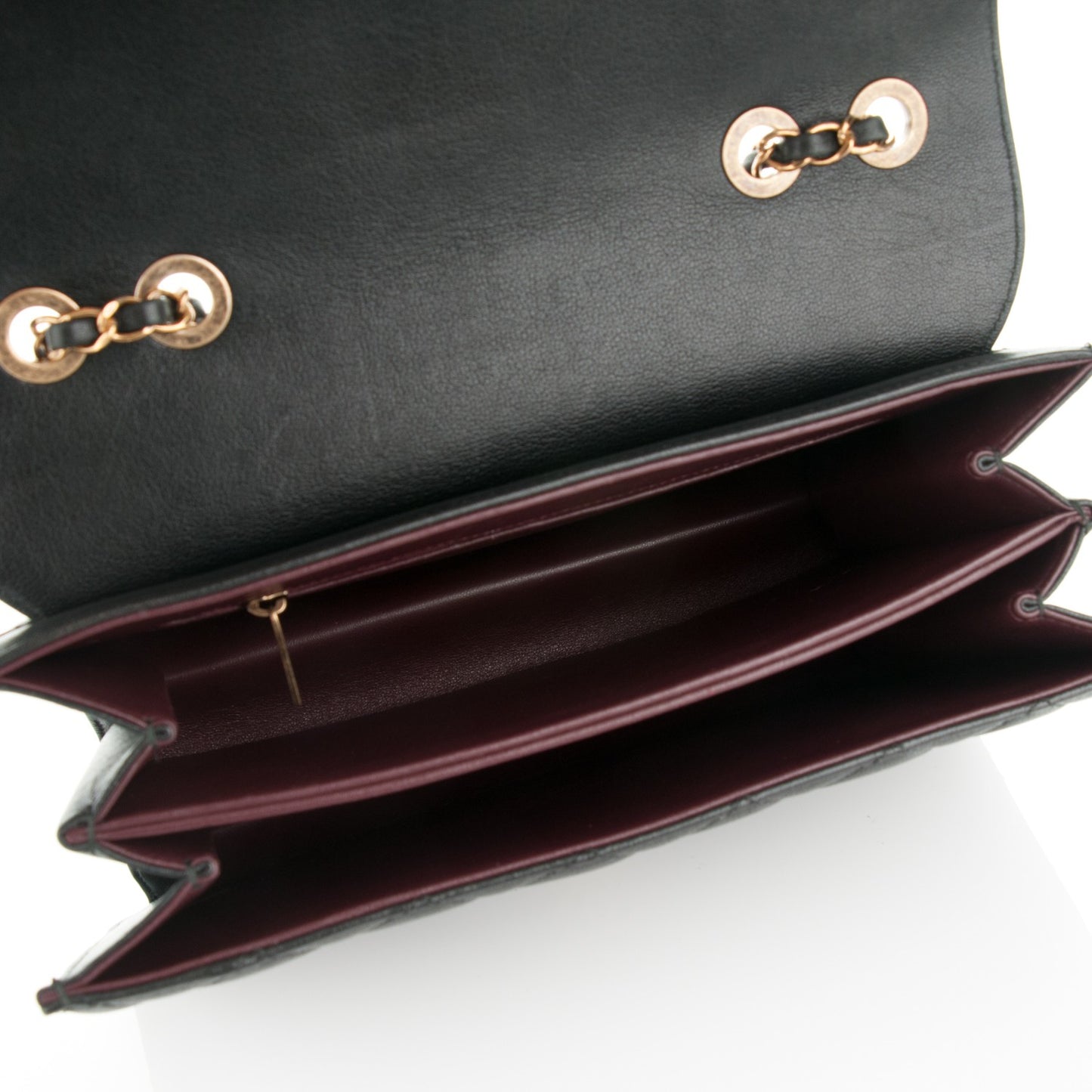 Sheepskin Quilted Large Beauty Lock Flap Black