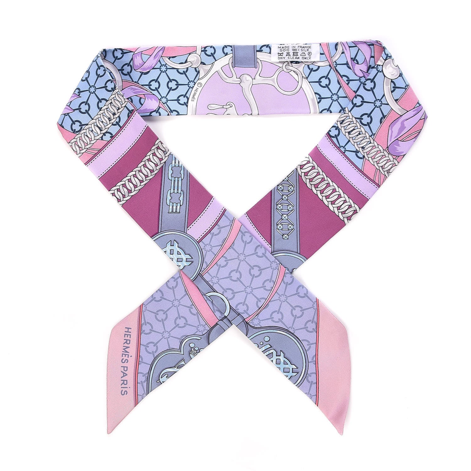 Hermes Silk La Promenade Du Matin Twilly Mauve Ciel Gris 1 of 5
