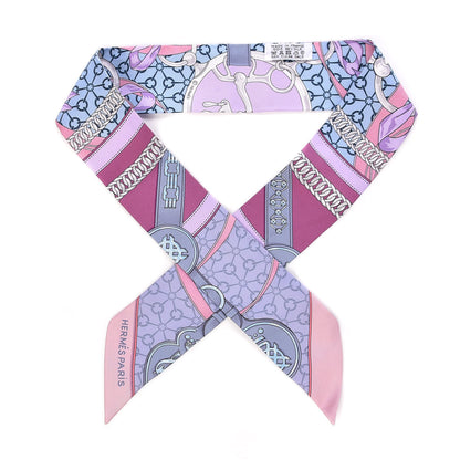 Hermes Silk La Promenade Du Matin Twilly Mauve Ciel Gris 1 of 5