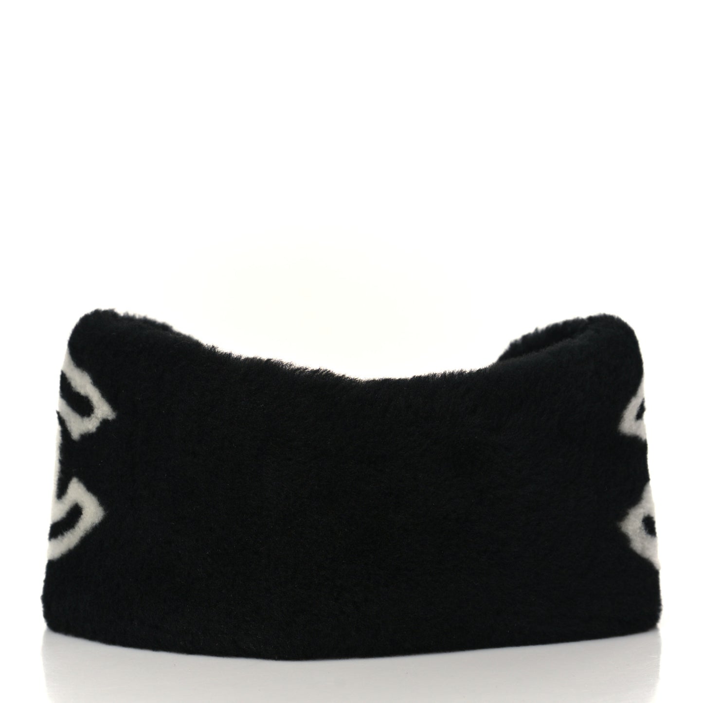 Dyed Lamb Shearling CC Headband Black White