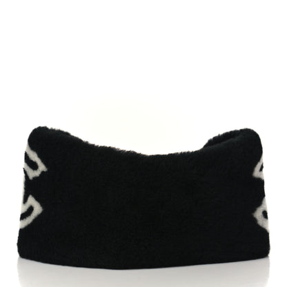 Chanel Dyed Lamb Shearling CC Headband Black White 5 of 6