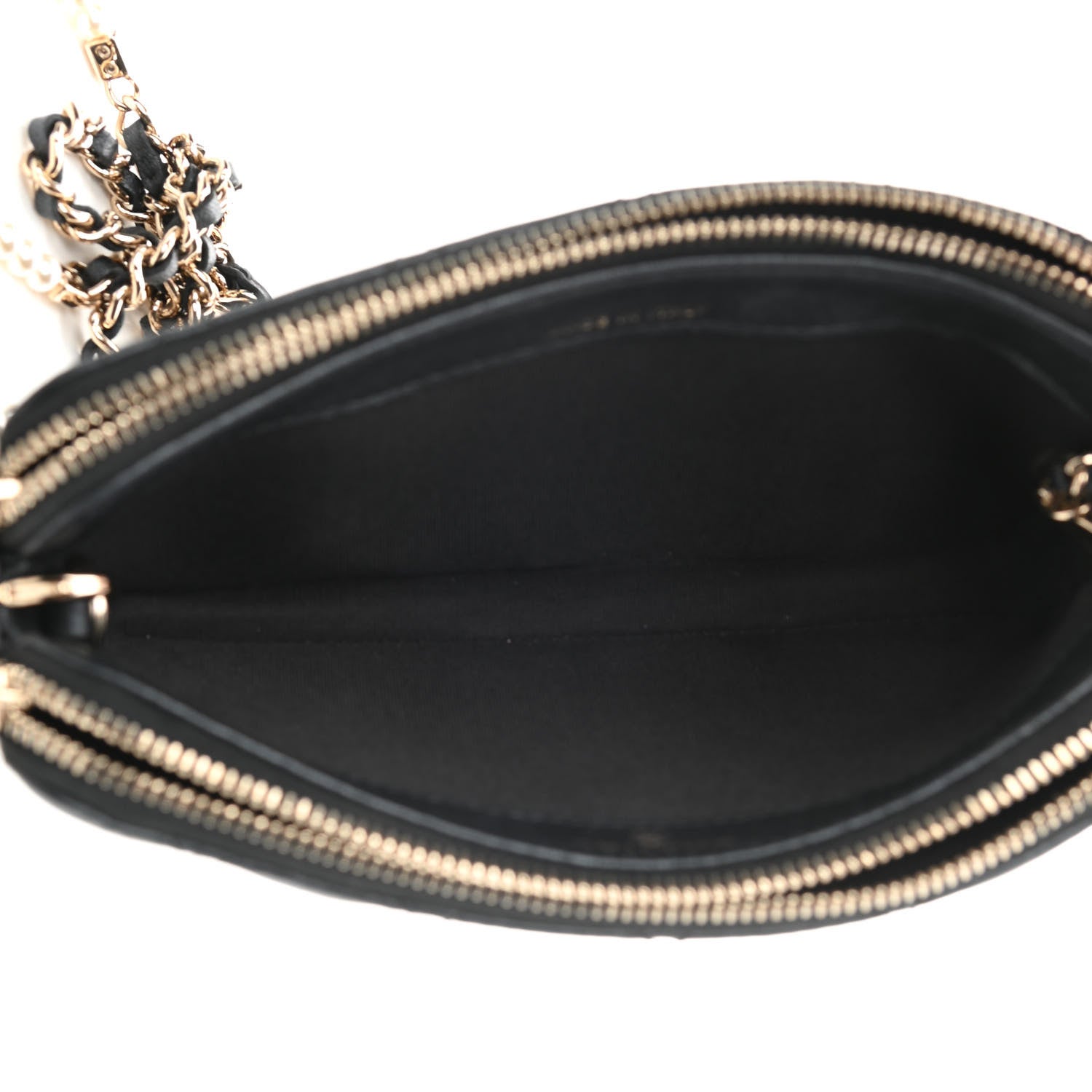 Chanel Iridescent Lambskin Quilted Pearl Clutch With Chain Black 9 of 13