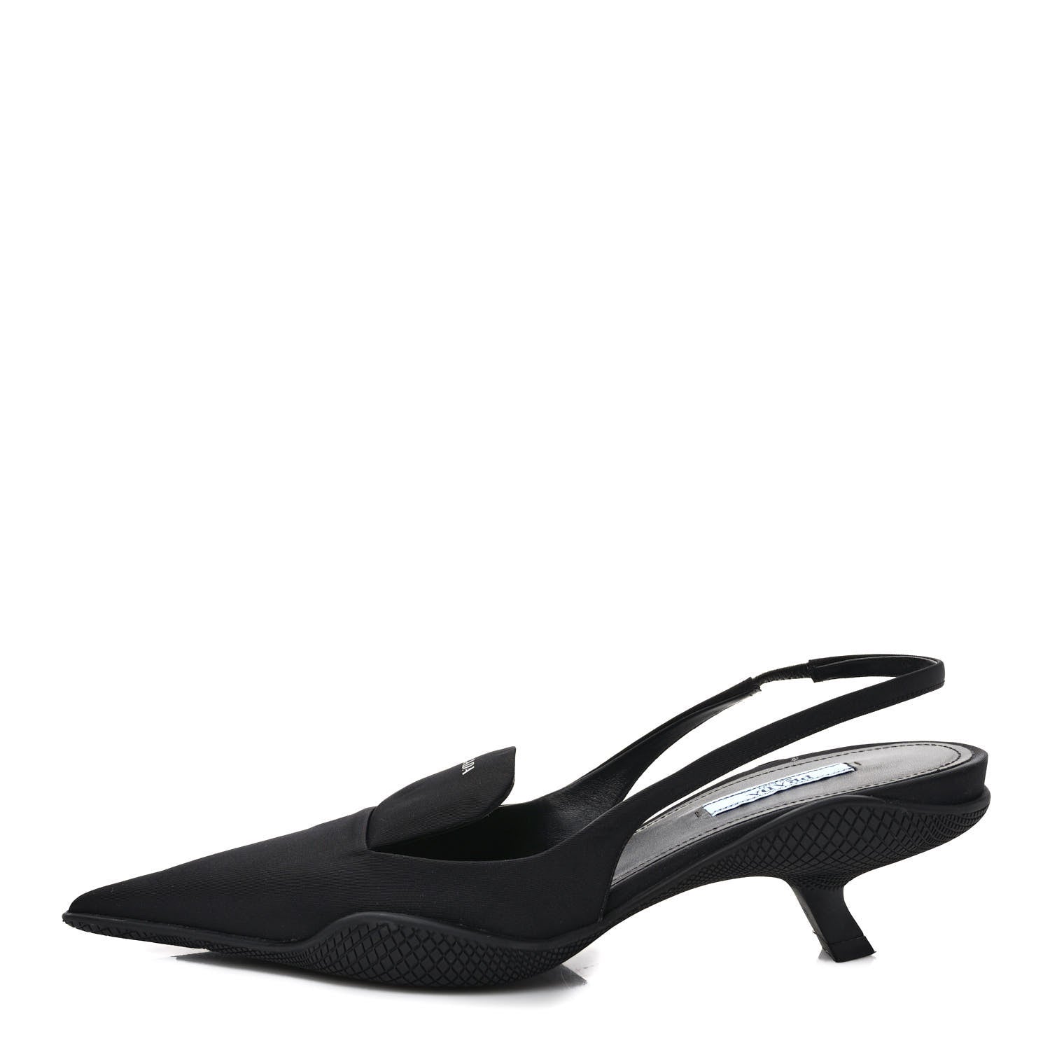 Prada Nylon Logo Pointed Toe 45mm Slingback Pumps 36.5 Black 1 of 7