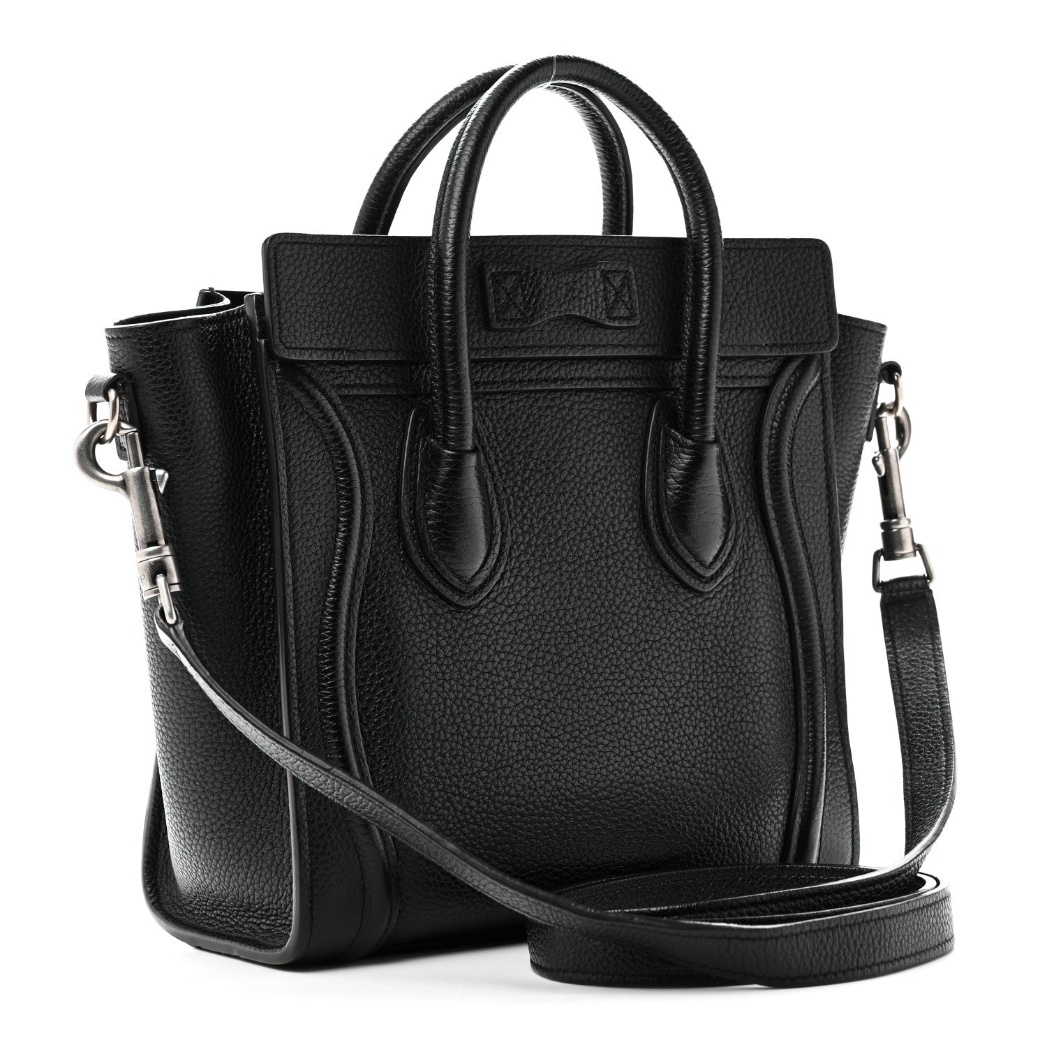 Celine Drummed Calfskin Nano Luggage Black 3 of 10