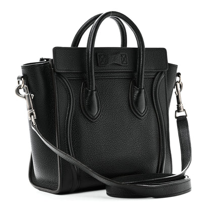 Celine Drummed Calfskin Nano Luggage Black 3 of 10