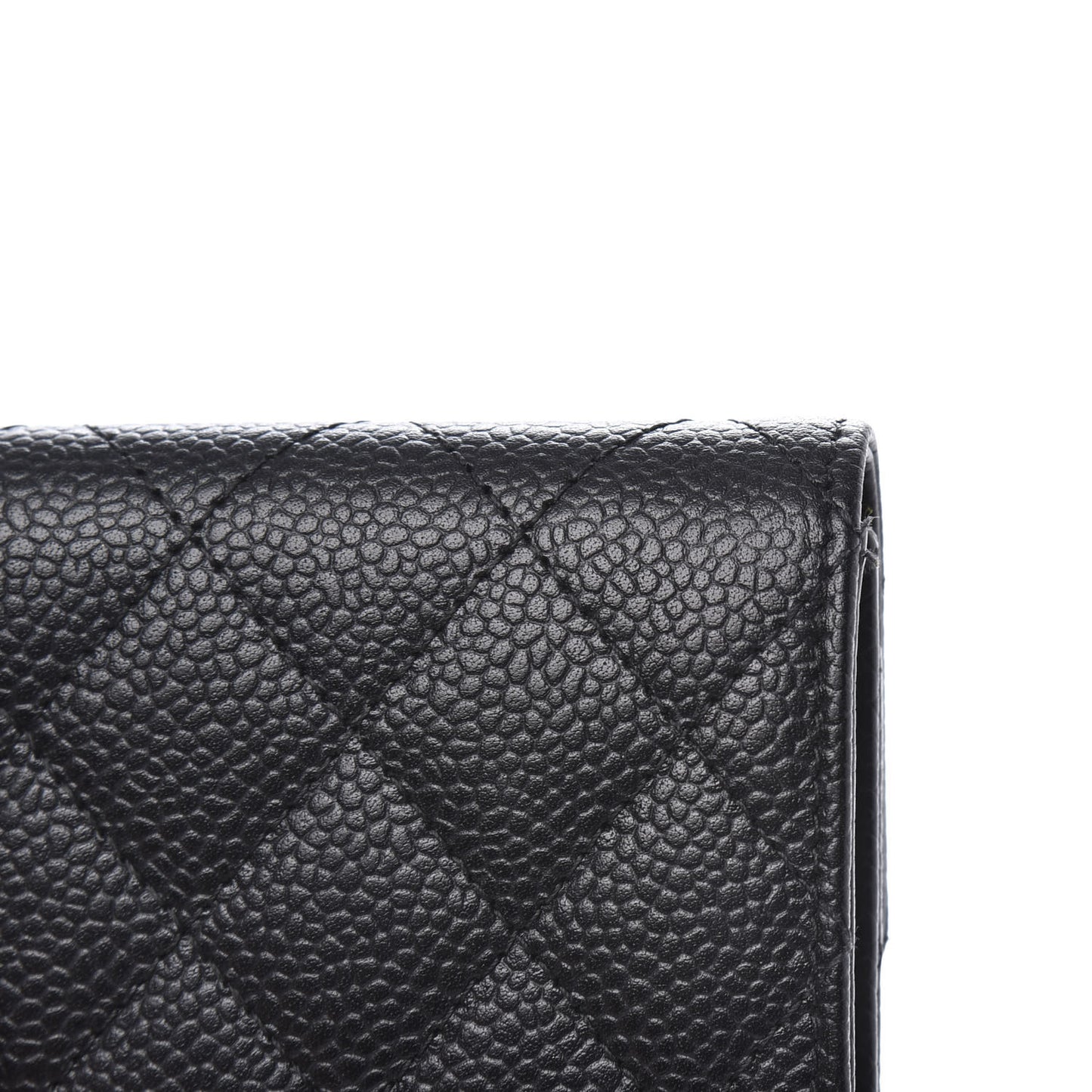 Caviar Quilted Flap Card Holder Black