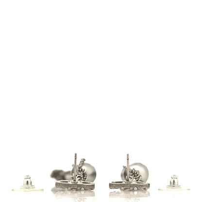 Chanel Pearl Crystal CC Chain Drop Earrings Silver 3 of 4