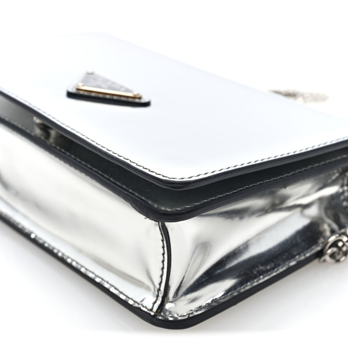 Prada Spazzolato Flap Slide Chain Shoulder Bag Argento Argento 9 of 9