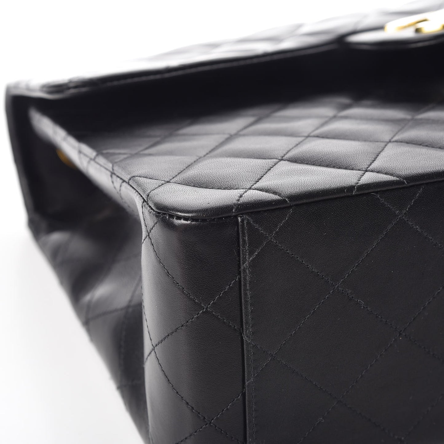 Lambskin Quilted XL Jumbo Single Flap Black