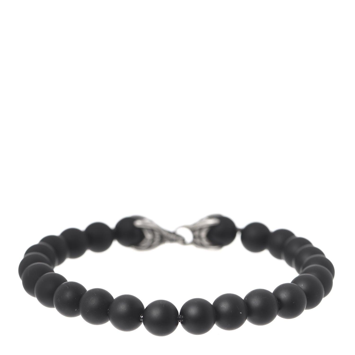 David Yurman Sterling Silver Black Onyx 8mm Spiritual Beads Bracelet 1 of 5