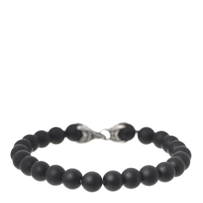 David Yurman Sterling Silver Black Onyx 8mm Spiritual Beads Bracelet 1 of 5