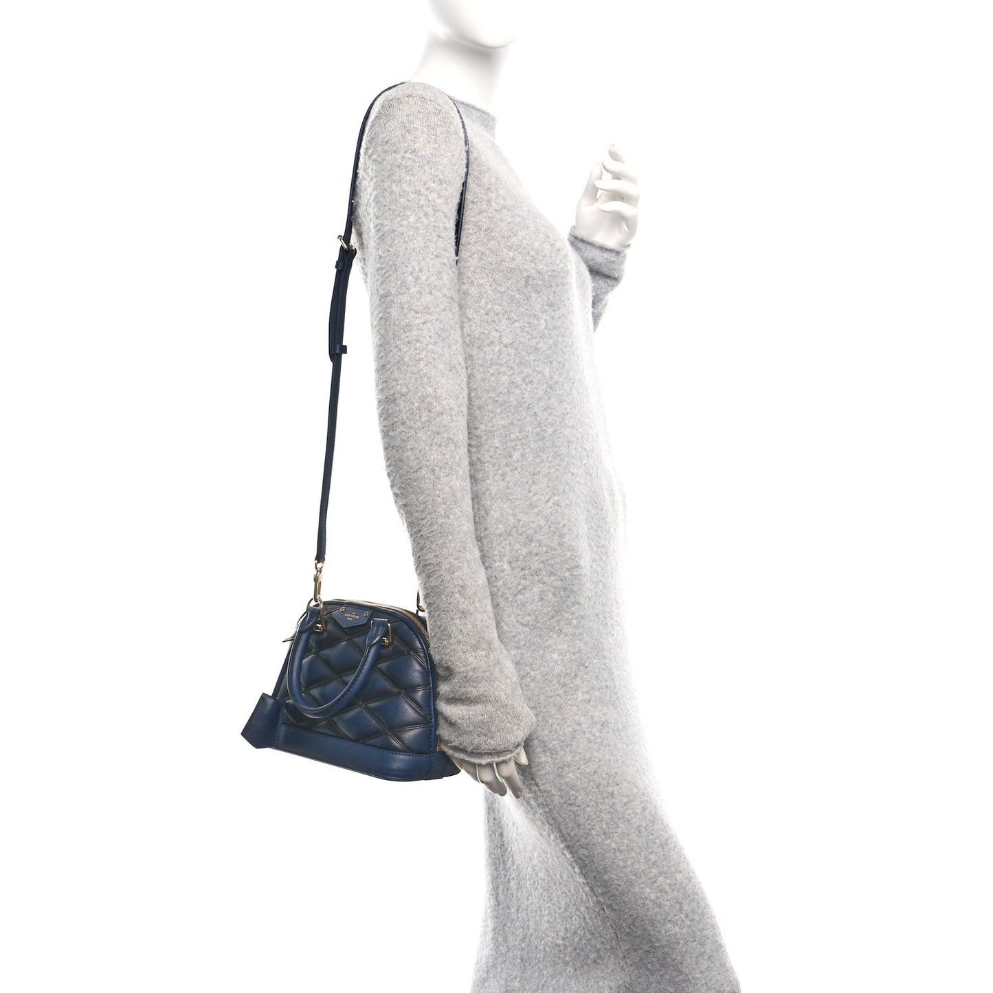Lambskin Malletage Alma BB Navy Blue