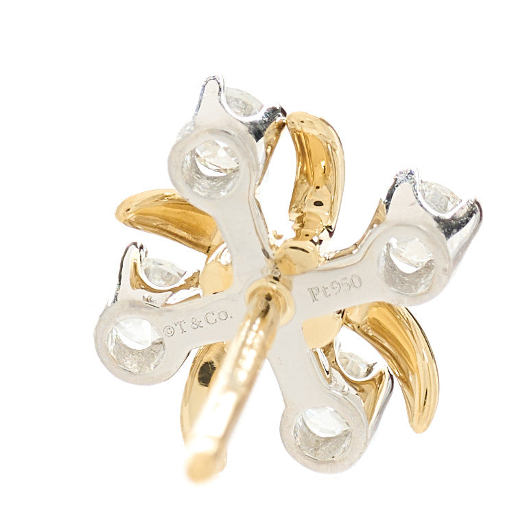 Platinum 18K Yellow Gold Diamond Schlumberger Lynn Earrings