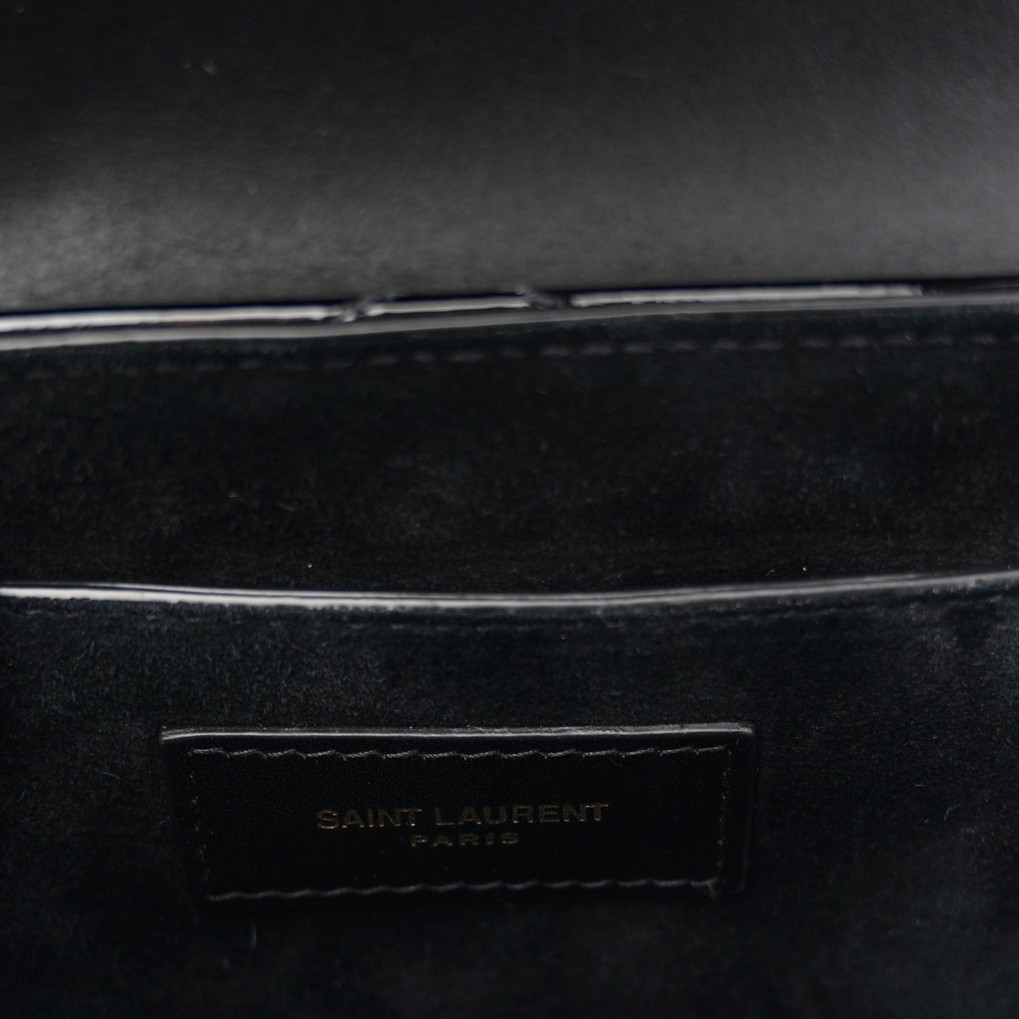 Patent Matelasse Monogram June Box Bag Black