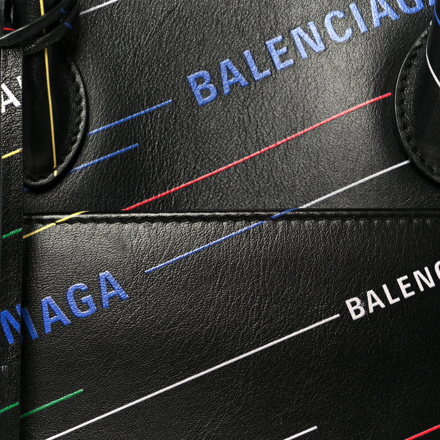 Balenciaga Calfskin Logo Print S Ville Top Handle Bag Black Multicolor 8 of 10