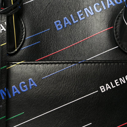 Balenciaga Calfskin Logo Print S Ville Top Handle Bag Black Multicolor 8 of 10