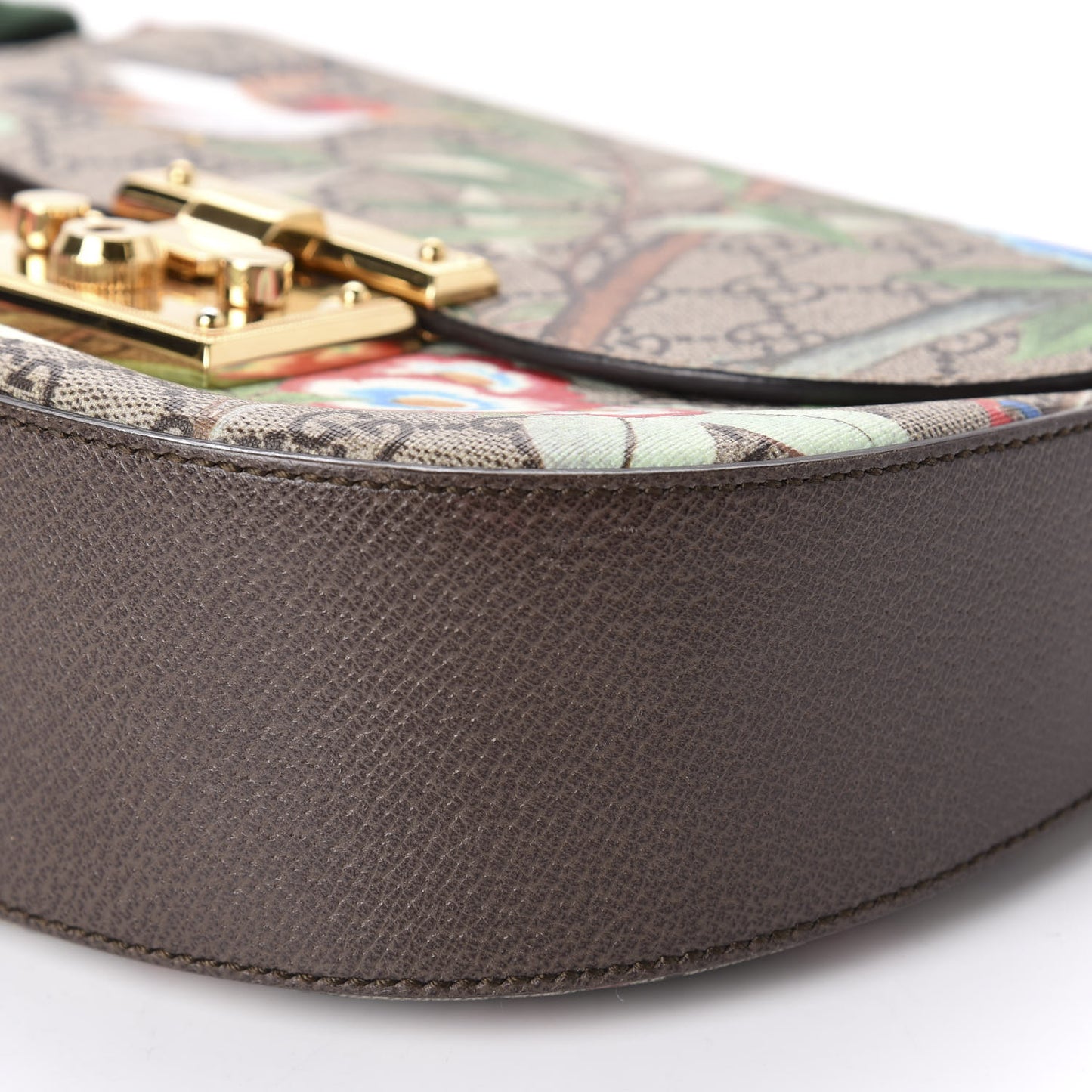 GG Supreme Monogram Tian Web Medium Padlock Messenger Shoulder Bag Beige Multicolor New Acero