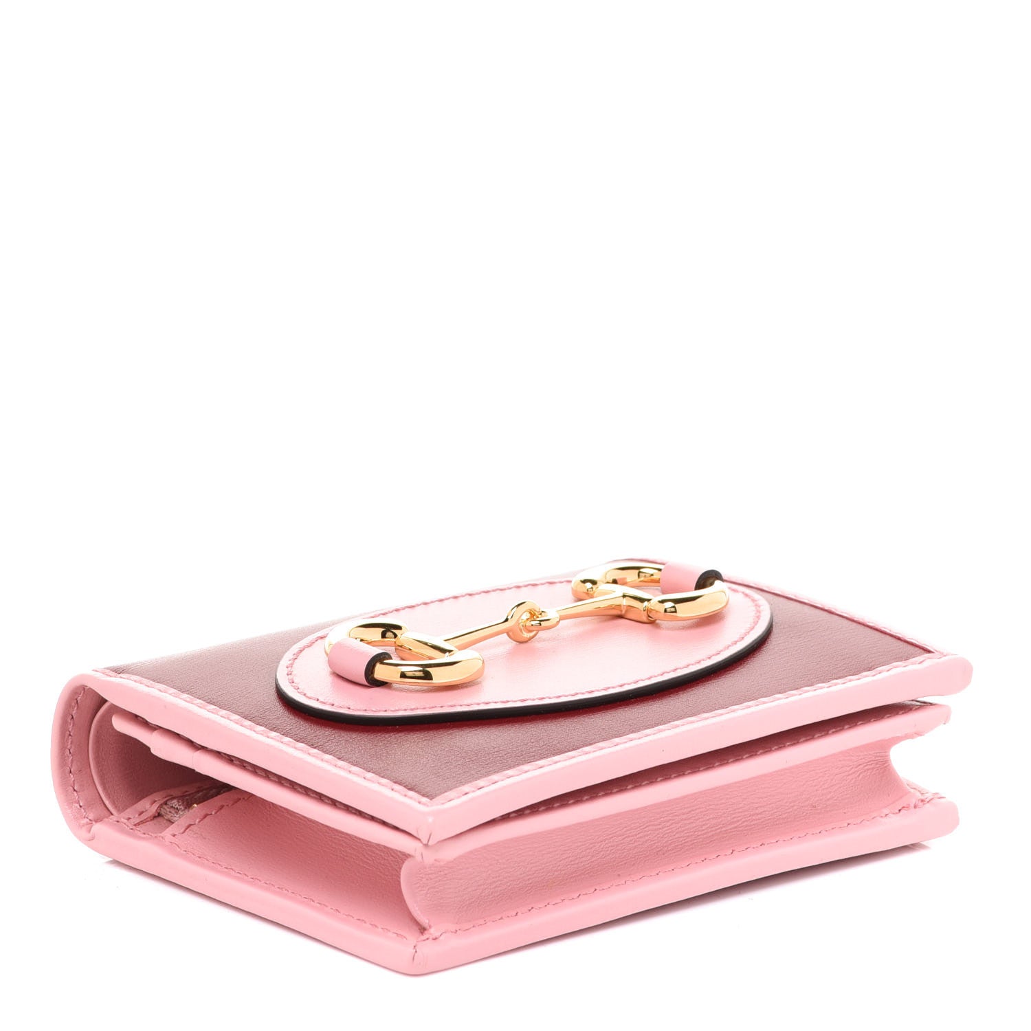 Gucci Boarded Plutone Calfskin Bi-Color Horsebit 1955 Card Case Wallet New Cherry Red Wild Rose 4 of 8