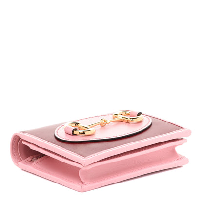 Gucci Boarded Plutone Calfskin Bi-Color Horsebit 1955 Card Case Wallet New Cherry Red Wild Rose 4 of 8