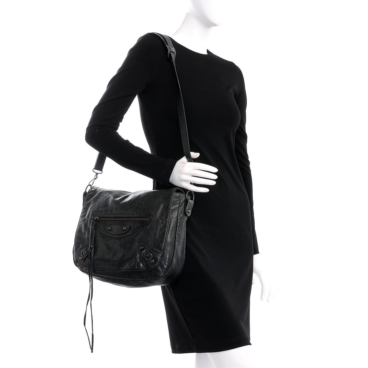 Balenciaga Agneau Folk Messenger Black 2 of 8