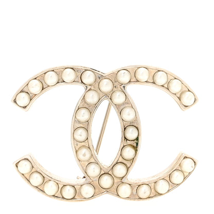 Chanel Metal Pearl CC Brooch Silver 1 of 3