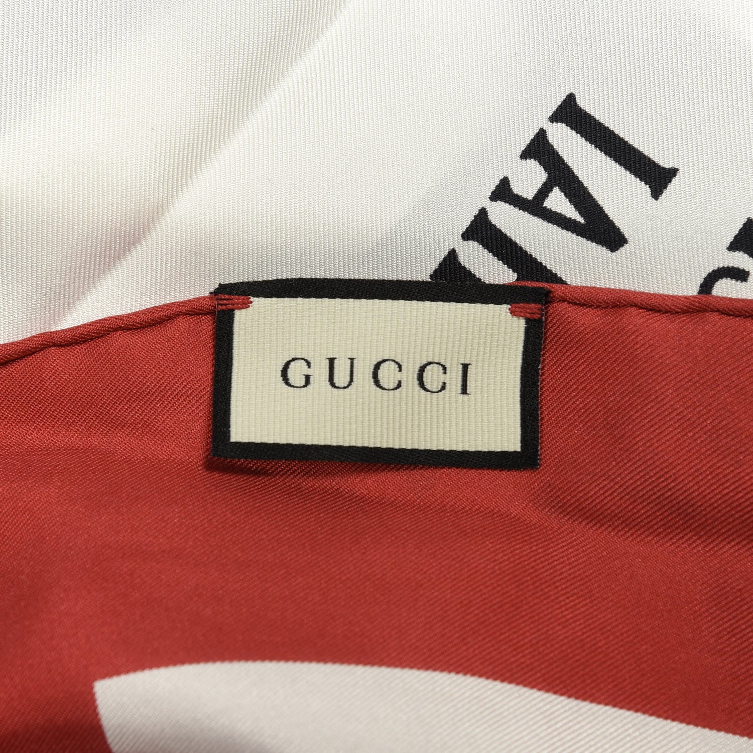 Gucci Silk Gucci World Square Scarf Ivory Red 3 of 3