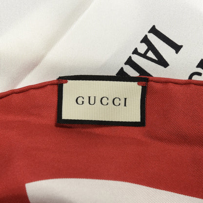Gucci Silk Gucci World Square Scarf Ivory Red 3 of 3