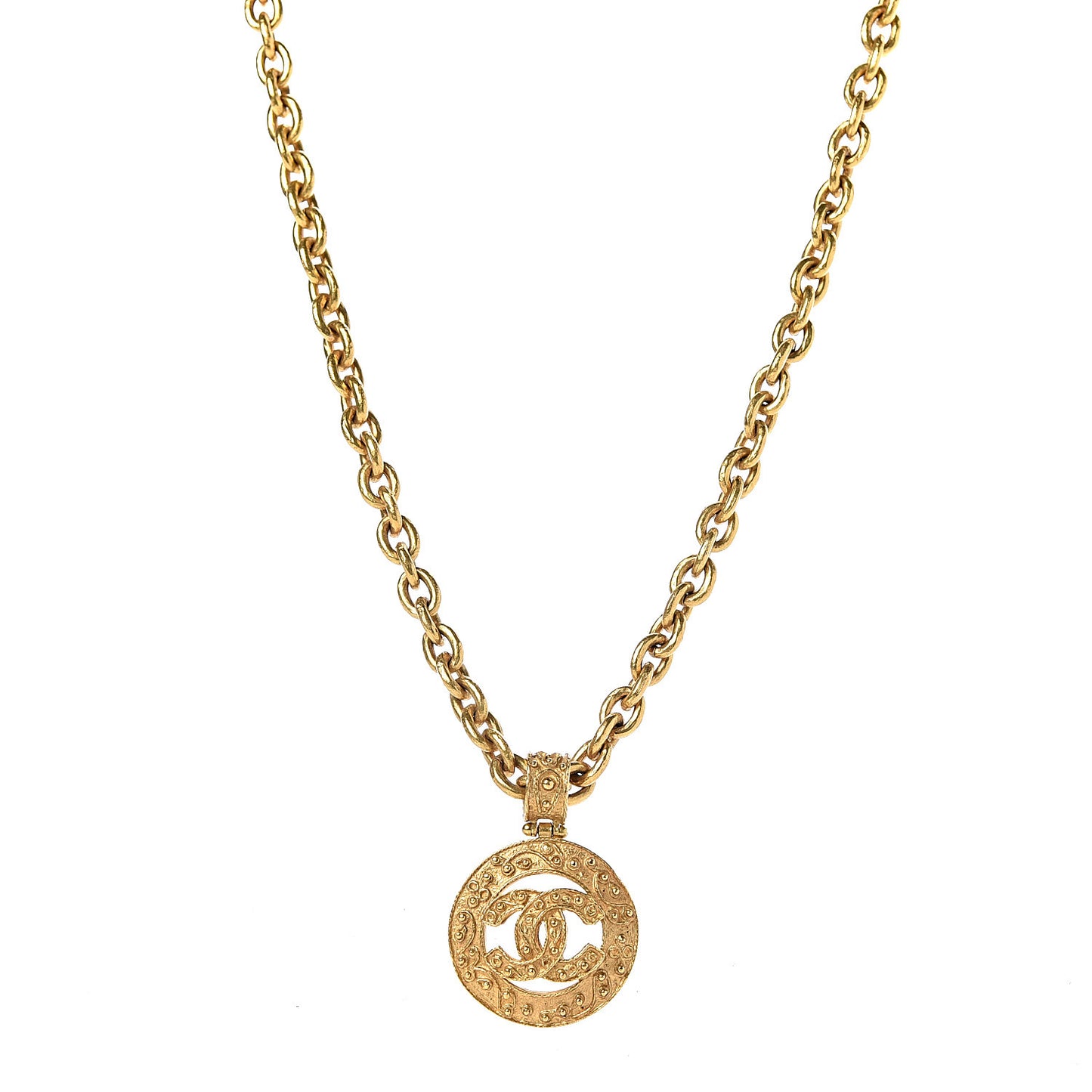 CC Pendant Chain Necklace Gold