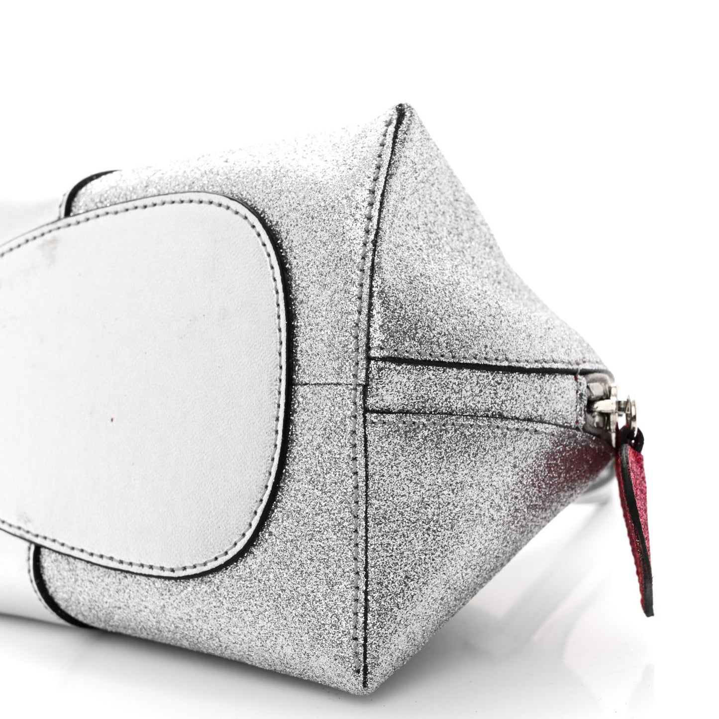 Metallic Calfskin Glitter Childrens Rabbit Top Handle Bag Silver