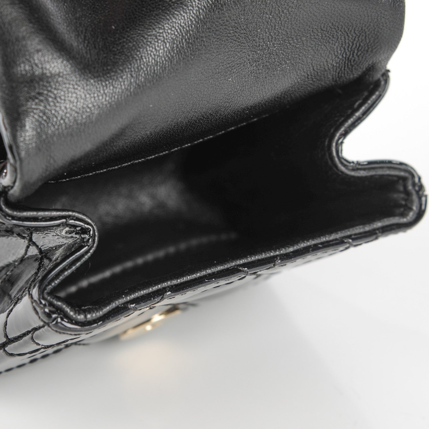 Chanel Patent Quilted 2.55 Ankle Wrist Bag Black 5 of 7