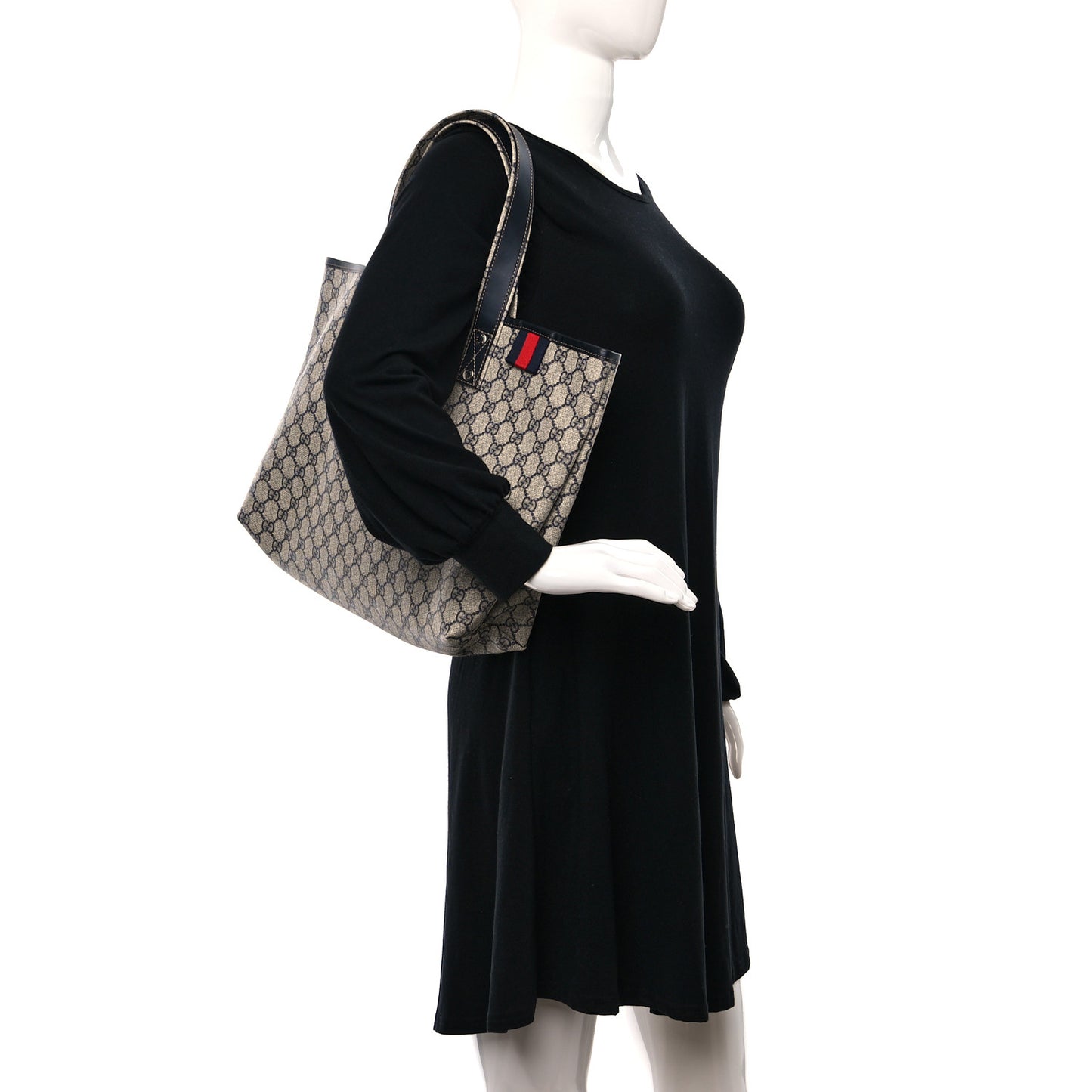 GG Plus Monogram Medium Signature Web Loop Tote Navy