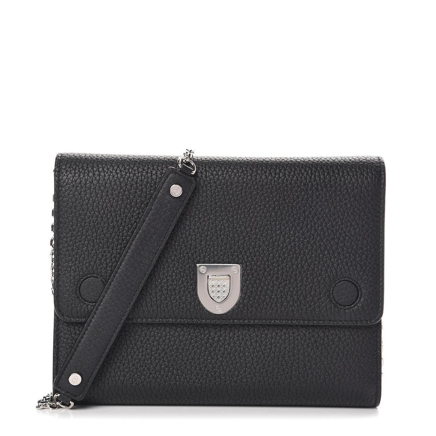 Grained Calfskin Diorever Wallet On Chain Black