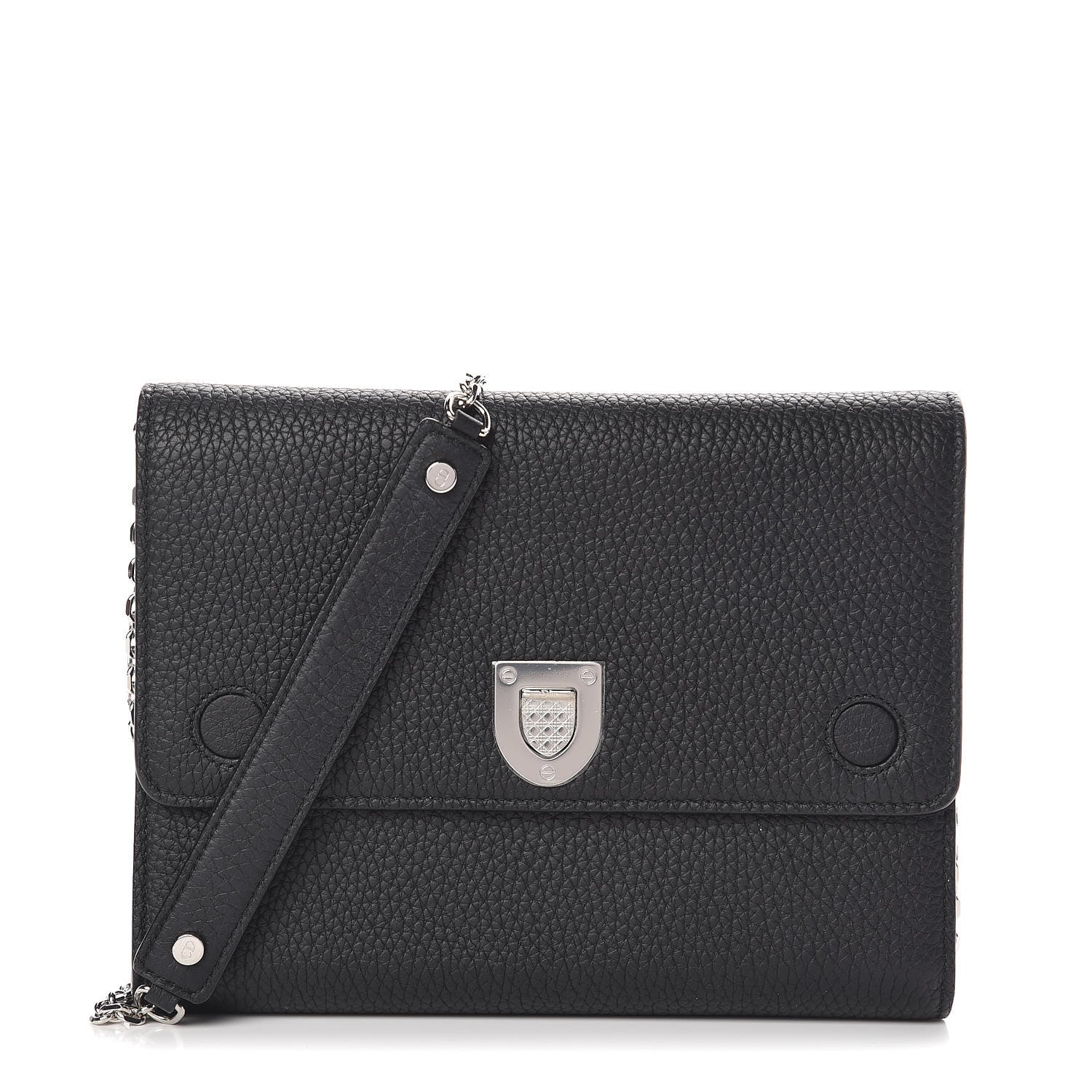 Christian Dior Grained Calfskin Diorever Wallet On Chain Black 1 of 9