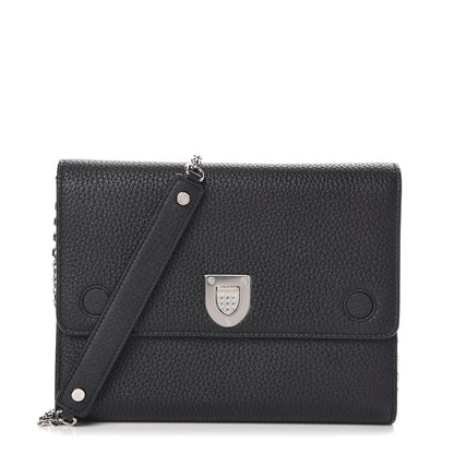 Christian Dior Grained Calfskin Diorever Wallet On Chain Black 1 of 9